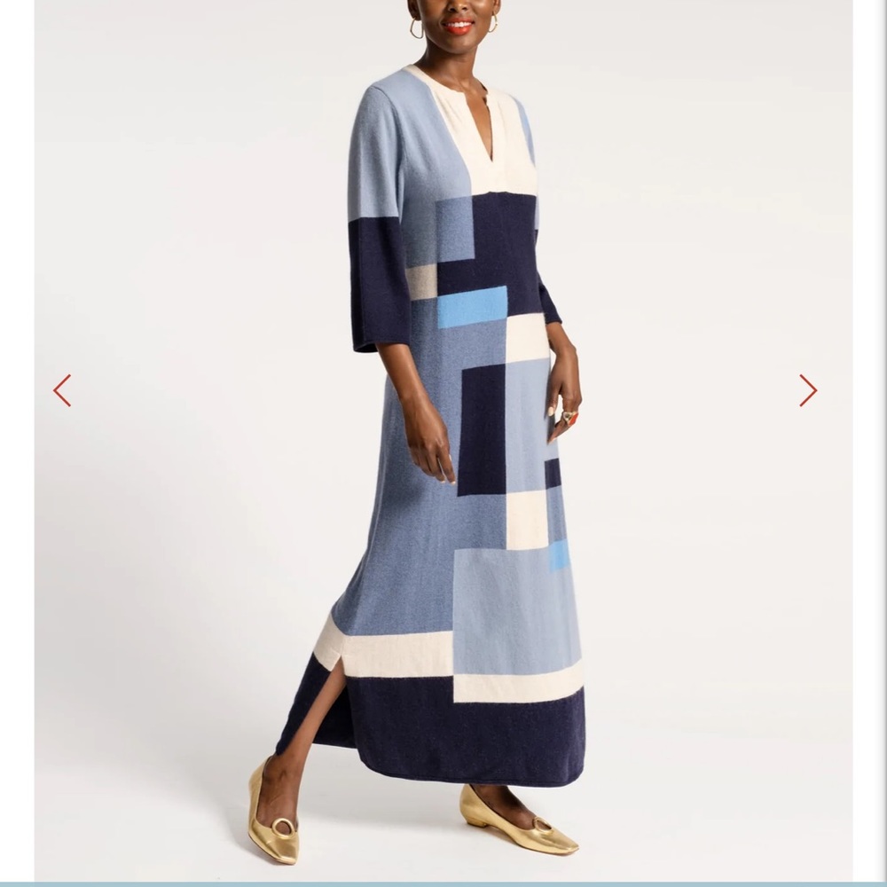 Frances Valentine Classic Colorblock Maxi Dress Blue